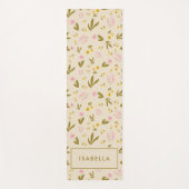 春の花ピンクグリーンフローラ名前をカスタムする ヨガマット (正面)