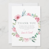 春の花ピンクサークルガールベビーシャワー サンキューカード (正面)