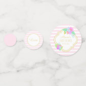 春の花ピンクストライプガールベビーガールベイビーシャワー コンフェッティ (正面)