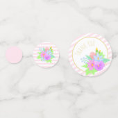 春の花ピンクストライプガールベビーガールベイビーシャワー コンフェッティ (裏面)