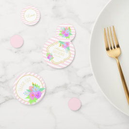 春の花ピンクストライプガールベビーガールベイビーシャワー コンフェッティ