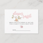 春の花ピンクバタフライガールおむつラッフル エンクロージャーカード (正面)