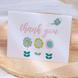 春の花ピンクバタフライガールベビーシャワー サンキューカード