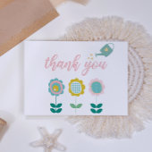 春の花ピンクバタフライガールベビーシャワー サンキューカード