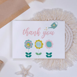 春の花ピンクバタフライガールベビーシャワー サンキューカード