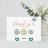 春の花ピンクバタフライガールベビーシャワー サンキューカード (スタンド正面)