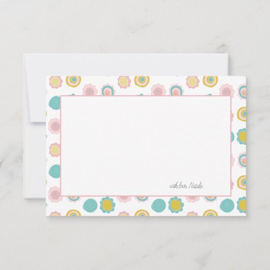 春の花ピンクバタフライガールベビーシャワー サンキューカード (裏面)