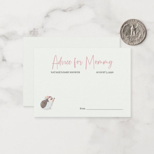 春の花ピンクバタフライベビーシャワーアドバイスN ノートカード (正面/裏面インサイチュ)