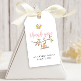 春の花ピンクバタフライベビーシャワー ギフトタグ