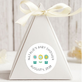 春の花ピンクバタフライベビーシャワー ラウンドシール
