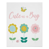 春の花ピンクバタフライベビールーム ポスター (正面)