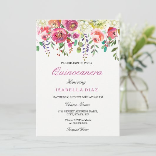 春の花ピンクピーチキンセアニェラ招待状 招待状 (スタンド正面)