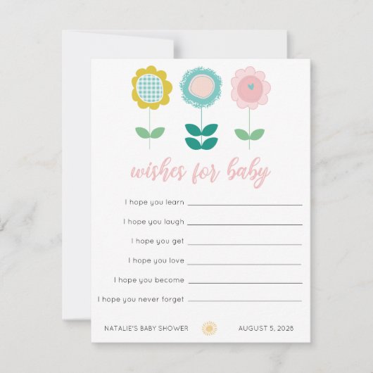 春の花ピンク・バタフライがベビーを願う ノートカード (正面)