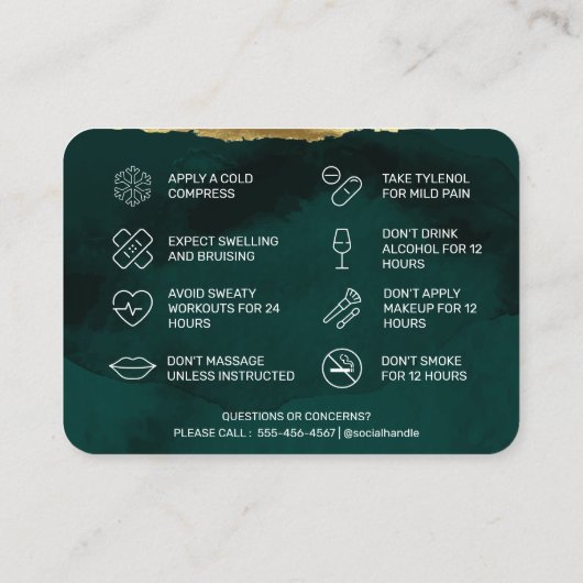 春の花フィラー・アフターケア・カード 名刺 (裏面)