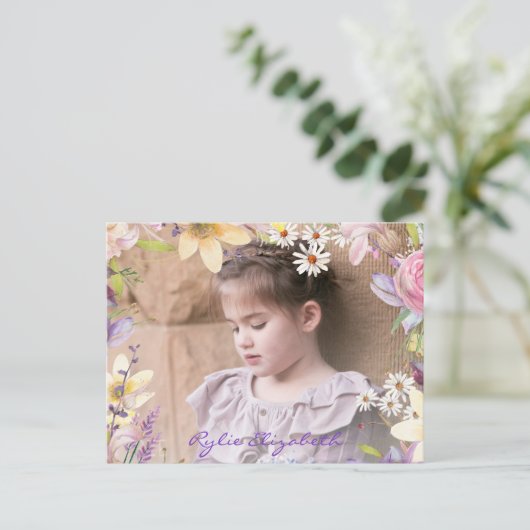 春の花フォトフレーム(編集可能文字) ポストカード (スタンド正面)