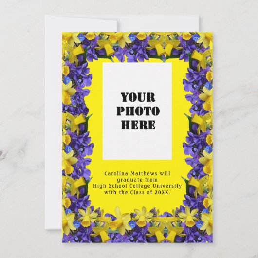 春の花フレームイエローディナー卒業 招待状 (裏面)