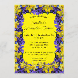 春の花フレームイエローディナー卒業 招待状