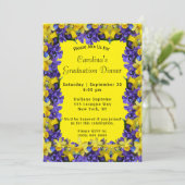 春の花フレーム黄色の卒業食事会 招待状 (スタンド正面)