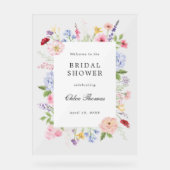 春の花フレーム ブライダルシャワー アクリルサイン (正面)