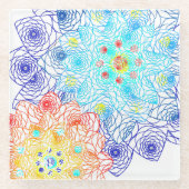 春の花フローライラストレーション ガラスコースター (正面)