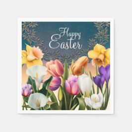 春の花フローラフレームエレガントシックパーティー スタンダードカクテルナプキン