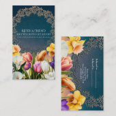 春の花フローラフレームエレガントフレンド参照 紹介カード (正面/裏面)