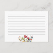 春の花ブライダルシャワーレシピカード エンクロージャーカード (裏面)
