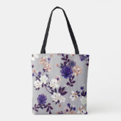 春の花ブラックシルエットパターン トートバッグ (裏面)
