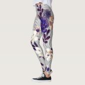 春の花ブラックシルエットパターン レギンス (左)