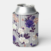 春の花ブラックシルエットパターン 缶クーラー (缶正面)