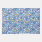 春の花ブルー&ピンク キッチンタオル (横)