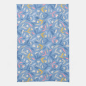 春の花ブルー&ピンク キッチンタオル (縦)