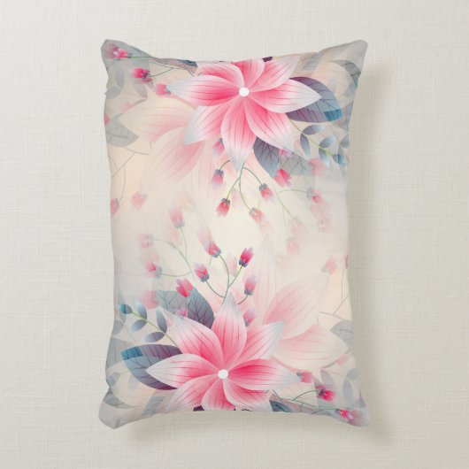 春の花ブロッサムピンク水彩 アクセントクッション (正面(垂直))