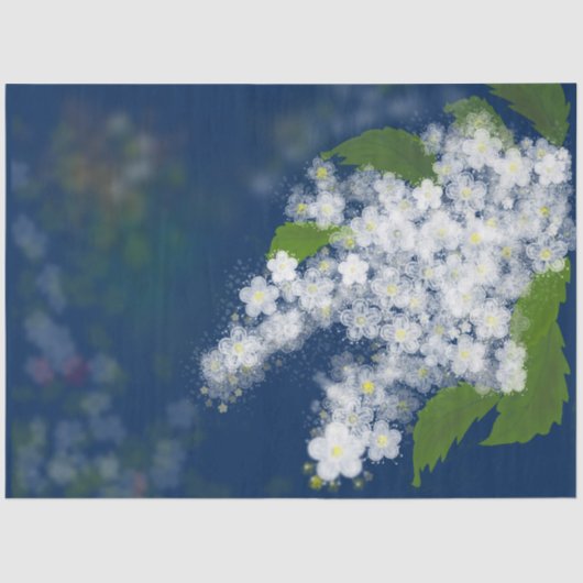 春の花ホワイトブーケロマンチックな夏の海軍 薄葉紙 (正面)