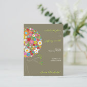 春の花ポップ・アートのツリお洒落日付の保存 案内ポストカード (スタンド正面)