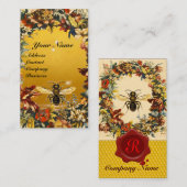 春の花ミツバチ養蜂赤ワックスシール 名刺 (正面/裏面)