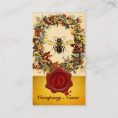 春の花ミツバチ養蜂赤ワックスシール 名刺 (裏面)