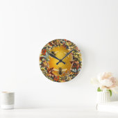 春の花ミツバチ ラウンド壁時計 (ホーム)