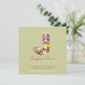 春の花モノグラムベビーガールフォト誕生 案内状 (スタンド正面)