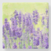 春の花ラベンダーウォーターカラーフローラ ストーンコースター (正面)
