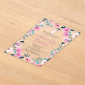 春の花ワインマザーズデイブランチ アクリル招待状 (レイダウン)