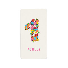 春の花ワンガール1st誕生日パーティー ラベル