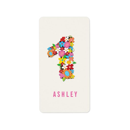 春の花ワンガール1st誕生日パーティー ラベル (正面)