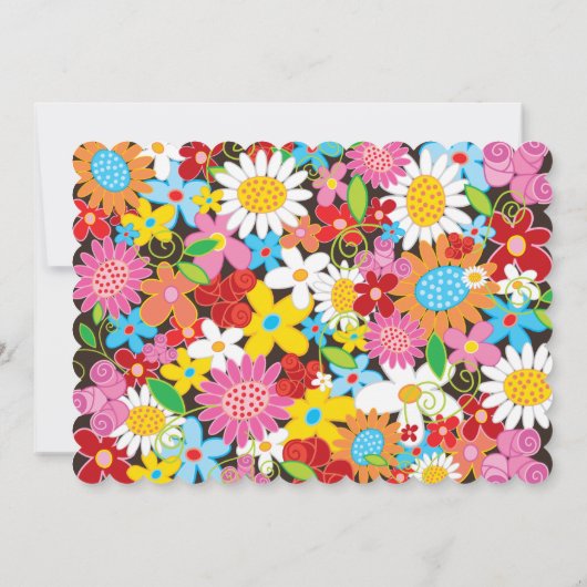 春の花ワンベビーガールファースト誕生日写真 招待状 (裏面)