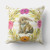 春の花付きウサギ クッション (正面)