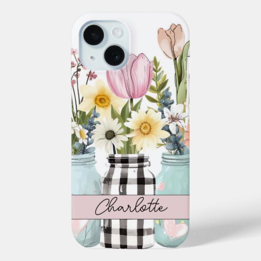 春の花名を持つMason Jarデザイン内 Case-Mate iPhoneケース (裏面)