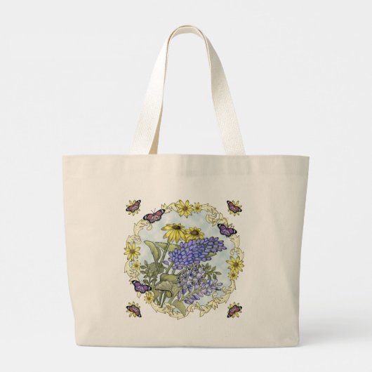 春の花名前をカスタムするトートバッグ ラージトートバッグ (裏面)