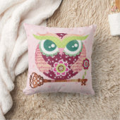 春の花咲くフクロウの枕 クッション (ブランケット)