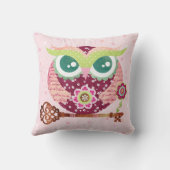 春の花咲くフクロウの枕 クッション (裏面)