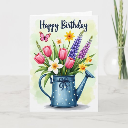春の花咲く誕生日カード カード (正面)